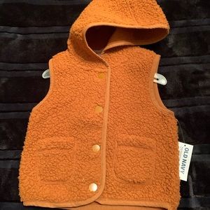 Old Navy Sherpa Hoodie Vest 6-12 mos